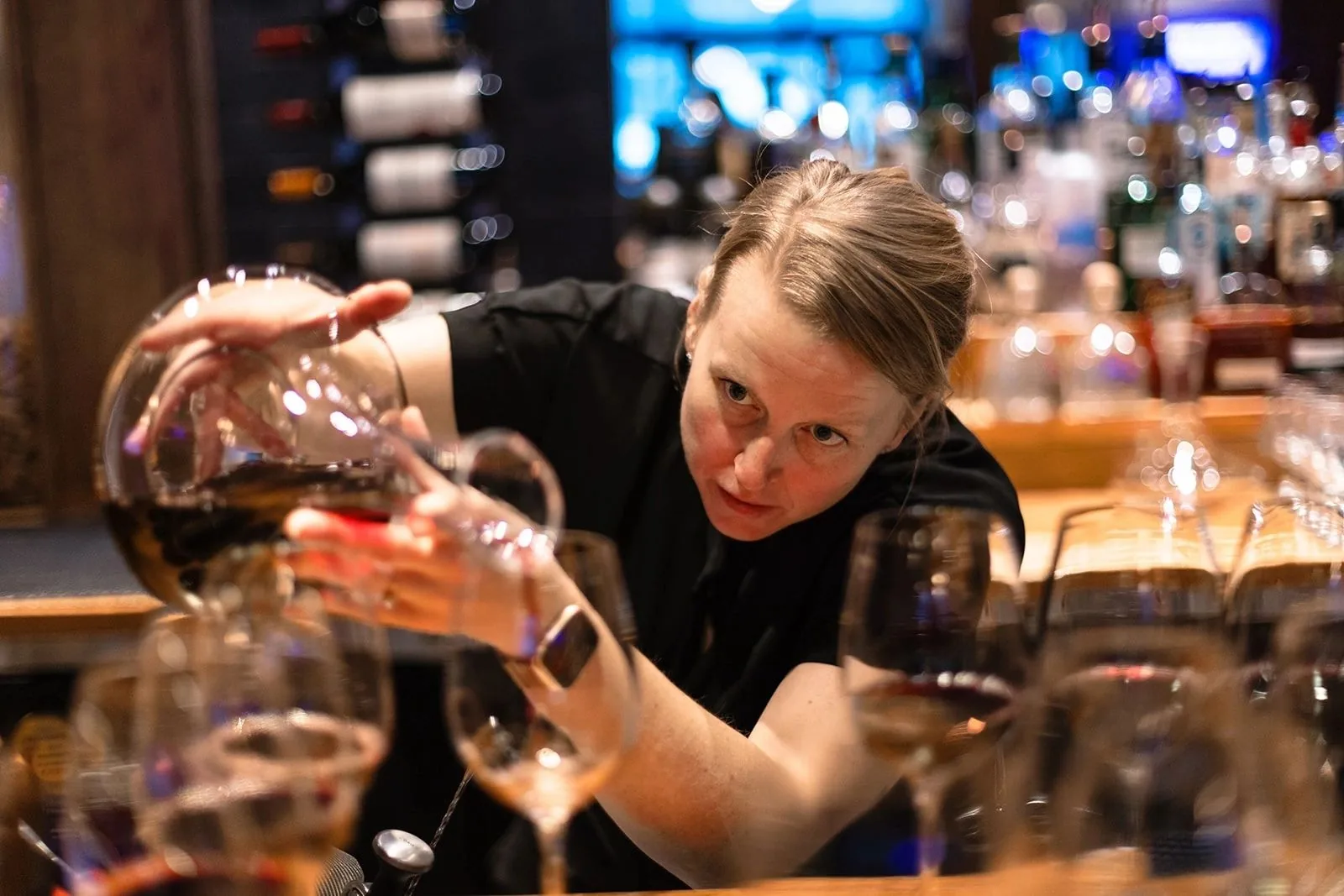 Wine being poured at The Raven Bistro